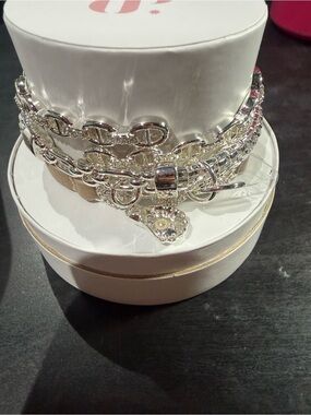 Silver Multi-Chain Heart Charm Bracelet - Women's Silver Bracelet